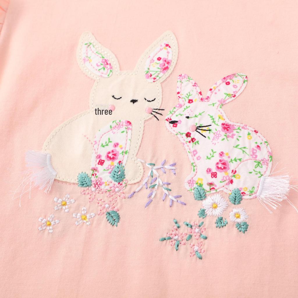 2025 Girls' Long Sleeve Embroidered T-shirt for Spring and Autumn