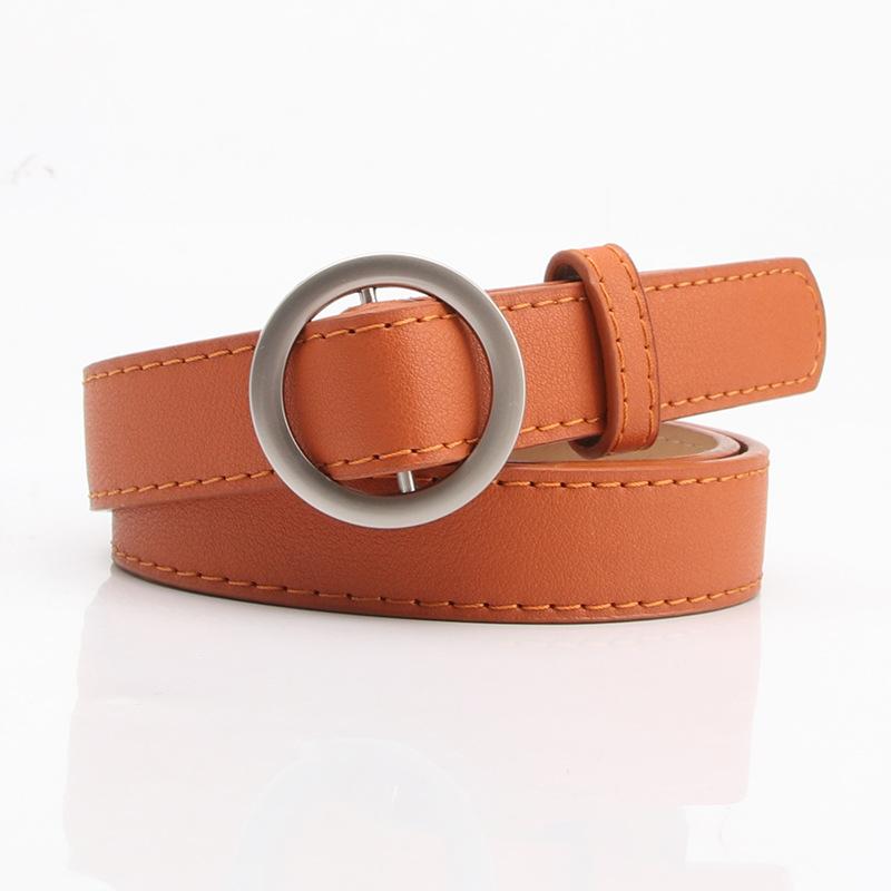 Women's Fashionable and Versatile Non-hole Round Buckle Belt with Windbreaker Pants Student Belt
