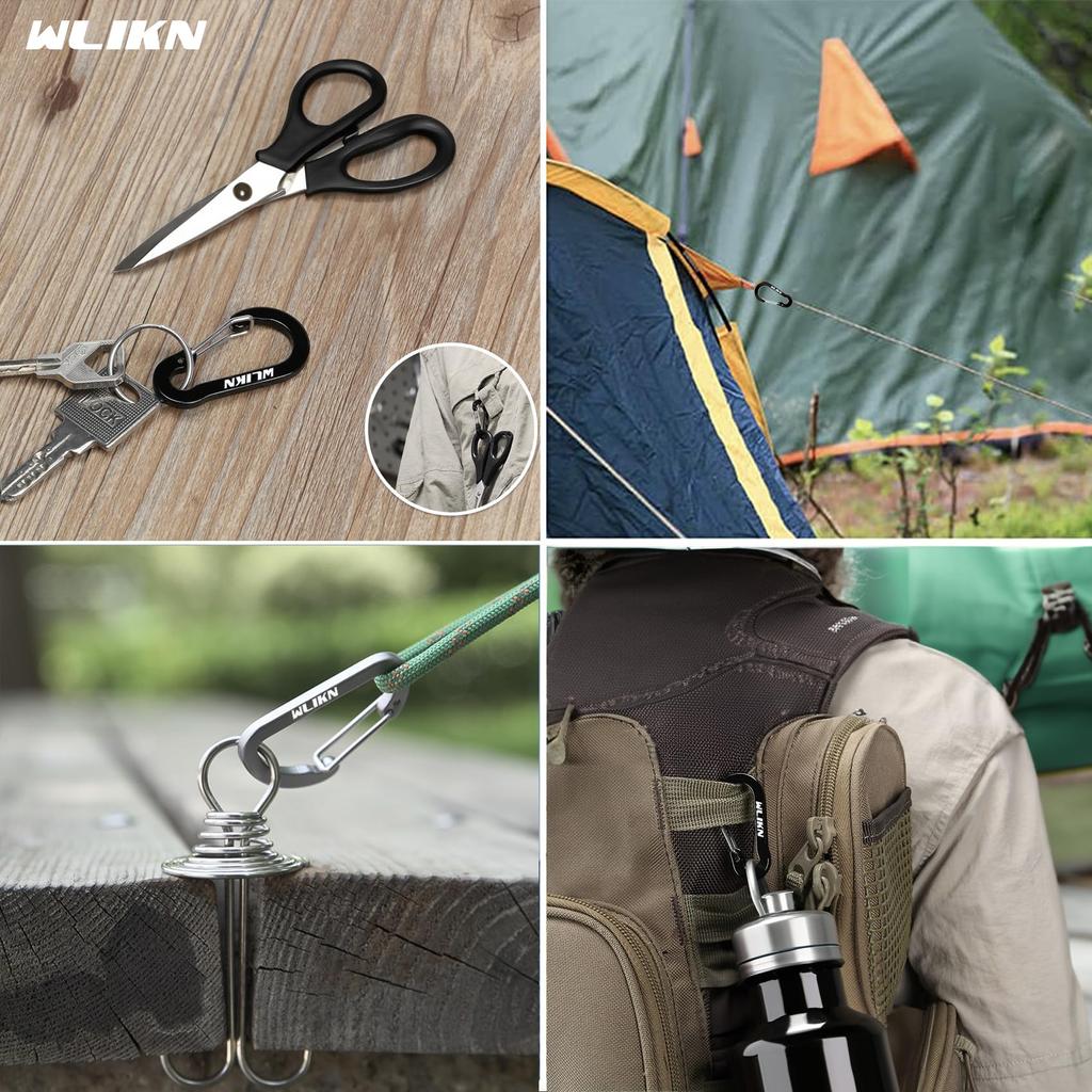 Aluminum Alloy Multifunctional Carabiner Wlikn of 20 Load Capacity Ultra Lightweight Small Sling Keychain Accessory Key Attachment Camping Hiking