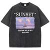 Sunset Everything Will Be Okay Keep Smile T Shirt Men Summer Fashion Short Sleeve Fashion Cool Clothing Soft Loose T-Shirts