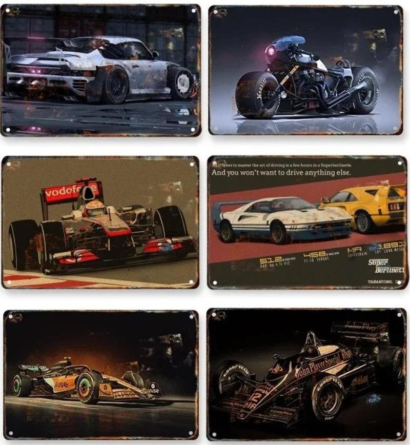 Metal Tin Metal Poster F1 Racing Tin Sign Metal Plaque Poster for Bar Club Wall Decor Retro Bedroom Vintage Wall Plate Pendant