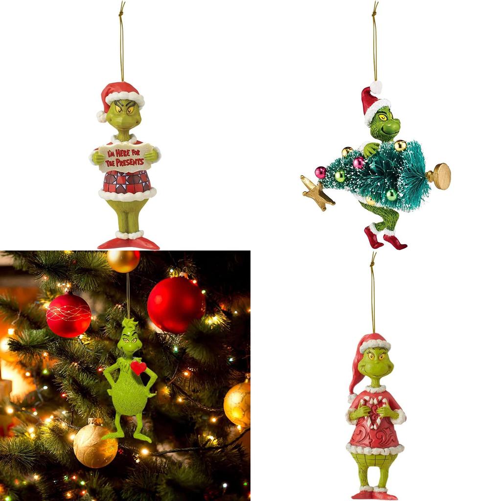 Fascinating Green Acrylic The Grinch Xmas Gift For Car Tree Bag