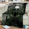 Horror Gothic Skull Ghost Cartoon  Blanket,Soft Throw Blanket for Home Bedroom Bed Sofa Picnic Travel Office Cover Blanket Kids