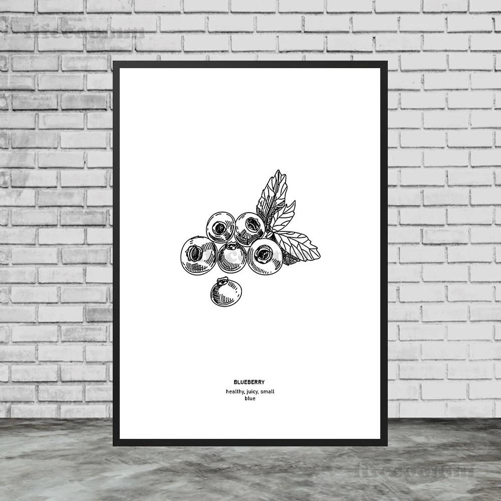 Турецкий кофе, художественный принт, плакат с яблоком, бананом, манго, фруктами и принтом, украшение, карандашный набросок фруктов для кухни, настенная живопись, без рамки