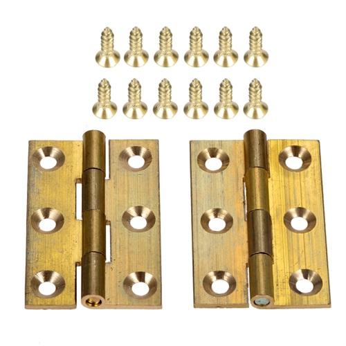 DRELD 2pcs Brass Decorative Cabinet Hinge 1/1.5/2/2.5 inch Wooden Jewelry Box Hinge Furniture Fittings with Screws