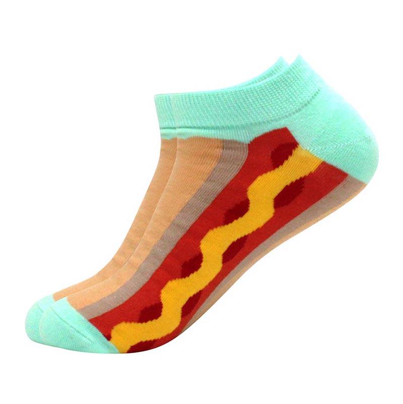 Men's Quality Business Ankle Socks Casual Novelty Graffiti Food Geometric Lattice Colorful Summer Happy Combed Cotton Short Sock