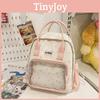 Fashionable Star Patterned Student Backpack With Transparent Compartment For Daily Use
