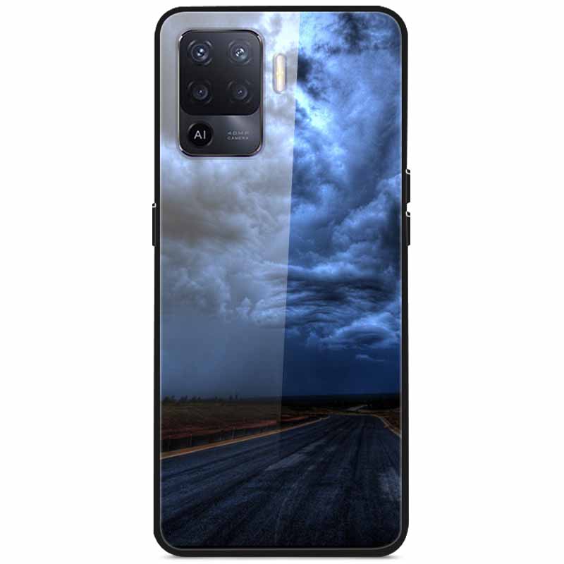 Закаленное Стекло Чехол для Oppo Reno5 Lite Жесткая Задняя Крышка для Oppo Reno 5 Lite Роскошный Расписной Reno5Lite Funda 6.43'' Ударопрочный