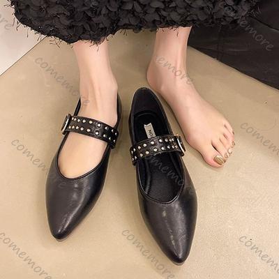 Мода Comemore Остроносые Модные Женские Туфли Весна Осень Элегантная Вечерняя Обувь Однотонные С Пряжкой Женские Балетки Одинарные Туфли