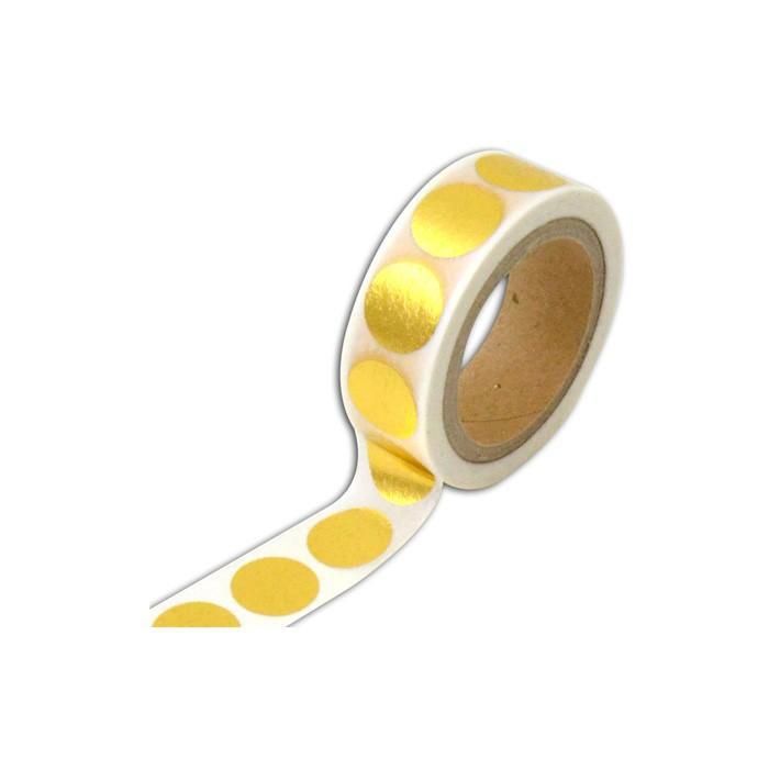 White Masking Tape with Gold Circles - 10 M