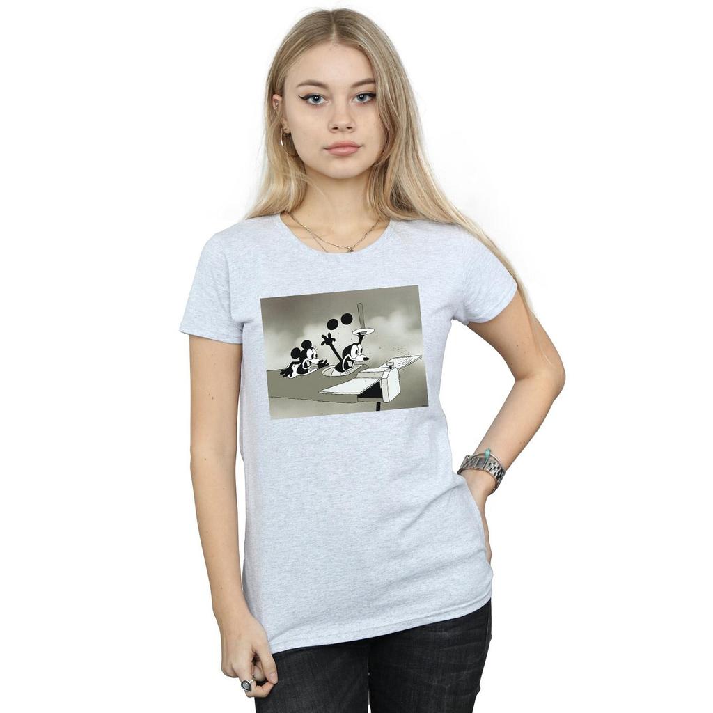 Disney Womens/Ladies Mickey Mouse Crazy Pilot Cotton T-Shirt