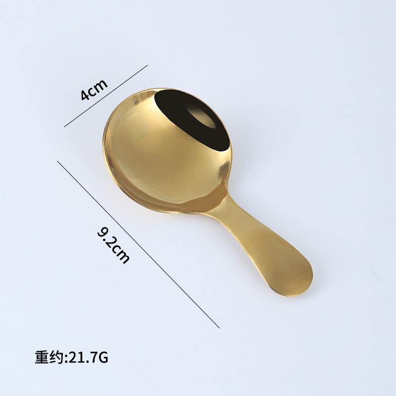 304 Stainless Steel Spoon Creative Short Handle Children's Spoon Cute Dessert Ice Cream Spoon Titanium Plated Tea Round Spoon