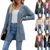 Autumn New Women's Clothing Women's Brushed Pit Stripe Solid Color Long Sleeved Women's Cardigan Jacket