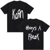 Эта черная футболка Korn украшена культовым логотипом группы и строчкой «Always A Freak» для преданных поклонников ню-метала, которые любят эстетику сырого рока.