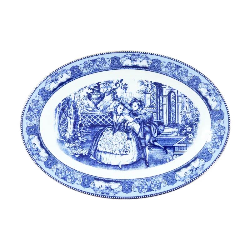 Синие тарелки для еды Аббатства Даунтон, Французский ретро чайный сервиз, Миски, Обеденные тарелки, Фруктовница, Блюдо для рыбы, Посуда, Столовая посуда