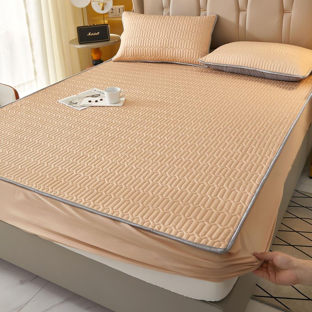 3PC Summer Latex Bed Sheet Summer Mat Ice Silk All-inclusive Mattress Protective Cover Ice Silk Bedspread
