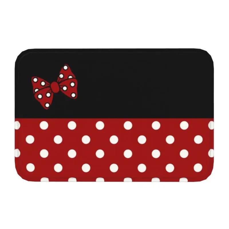 Cartoon Minnie Classic Polka Dots Front Door Mat Anti-Slip Indoor Absorbent Doormat Floor Bath Entrance Rug Carpet