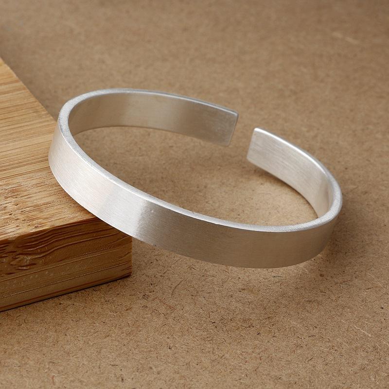 Seiko S999 Полный серебряный гладкий матовый браслет Простой мужской и женский открытый браслет для пар Браслет Браслет с выгравированными словами DIY Подарок