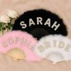 Custom Fluffy Fan Bridal Wedding Fan Vintage Folding Fan Boho Bride Accessory Bridesmaid Gift Photo Prop Wedding Keepsake