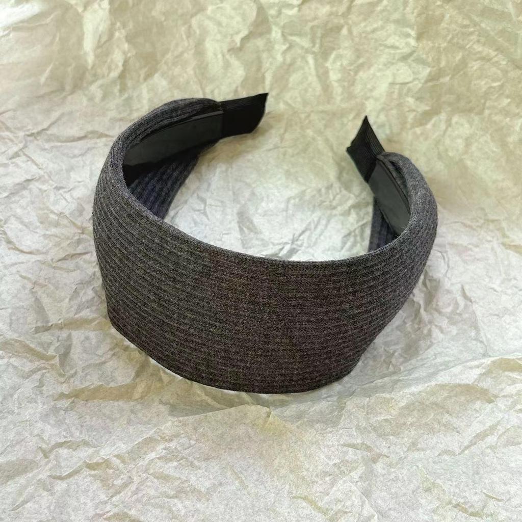 Серая вязаная повязка на голову Yi Mengling: Стильный, широкий, фитнес-аксессуар для волос для женщин