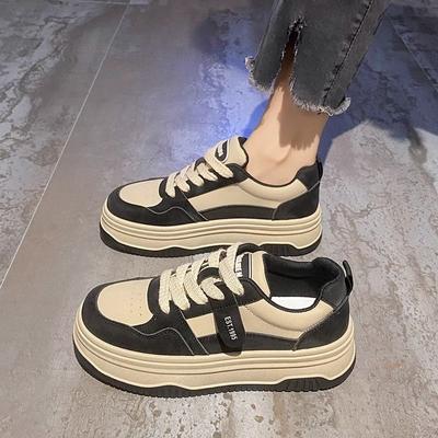 Туфли на толстой подошве женские взрыв 2025 весна и осень новые универсальные маленькие белые туфли повседневная спортивная обувь в гонконгском стиле ретро женские с