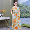 Хлопково-шелковое платье с цветочным принтом большого размера для женщин - Летняя мода, Элегантное длинное платье-свинг