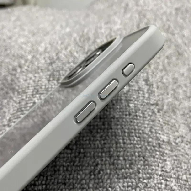 Fashion Metal Frame Case For iPhone 15 14 13 12 11 Pro Max Plus Transparent Acrylic Soft Shockproof Bumper Cover