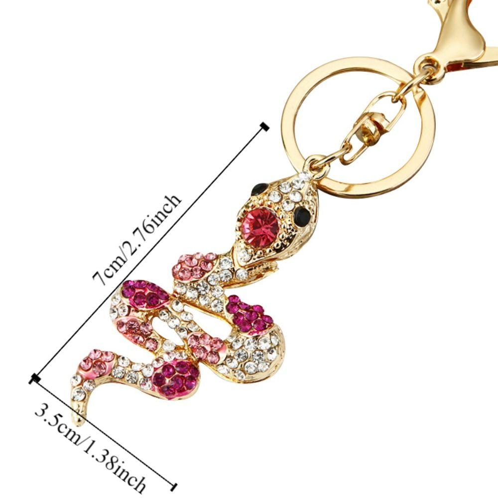 Fortune Rhinestone Snake Keychain Exquisite Women's Bag Pendant Cute Snake Lucky Pendant  Couple