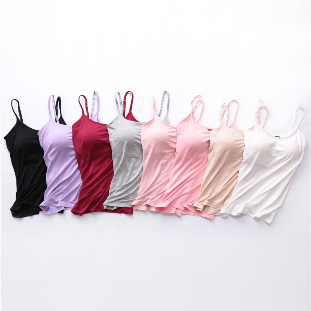Мягкая майка, женский мягкий повседневный бюстгальтер, женский топ на бретельках, жилет, женский топ со встроенным бюстгальтером, регулируемый ремень