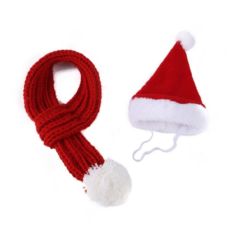 Small Dog Santa Hat with Scarf Christmas Cats Costume Halloweens Pet Costume for Party Make Up