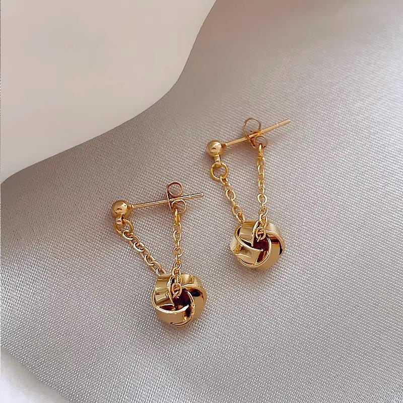 Крутые серьги-цепочки с узлом, готический стиль, позолоченные висячие серьги, зажимы для ушей, темные уличные женские украшения в стиле панк с пирсингом