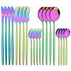 20Pcs Multicolor Dinnerware Set Knife Cake Fork Coffee Teaspoon Flatware Tableware Mirror Stainless Steel Cutlery Western Kiechen Silverware