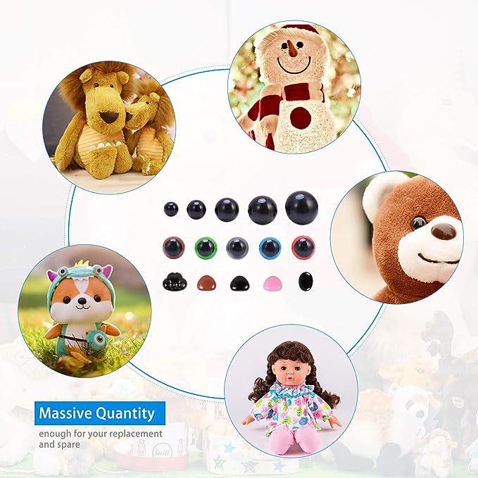 Набор цветных кукольных глаз в коробке с шайбами - аксессуары для рукоделия своими руками