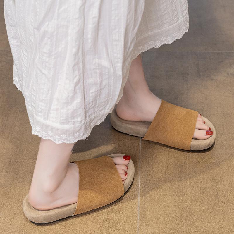 Fashion Women Flats Slippers Suede Fashion Casual Shoes 2025 Summer New Flip Flops Designer Slingback Sandals Beach Sandalias De Mujer