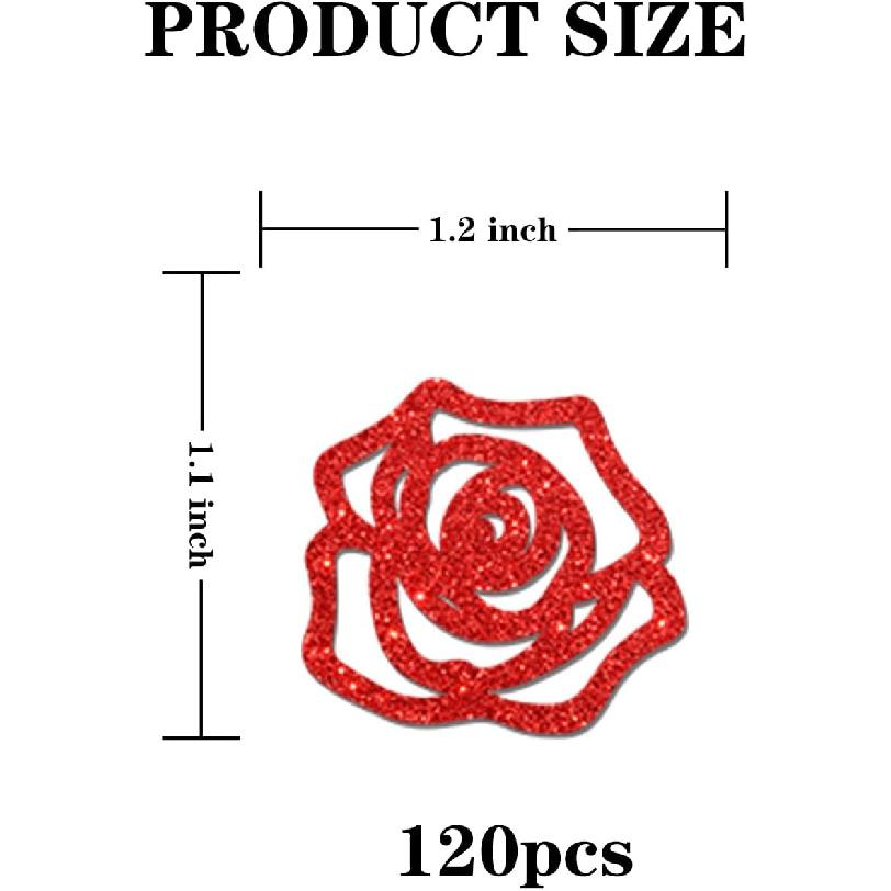 Rose Flower Confetti Red Glitter, Women Mom Birthday Table Confetti, Wedding Anniversary Paper Scatter, Engagement Show Love Party Table Decorations,