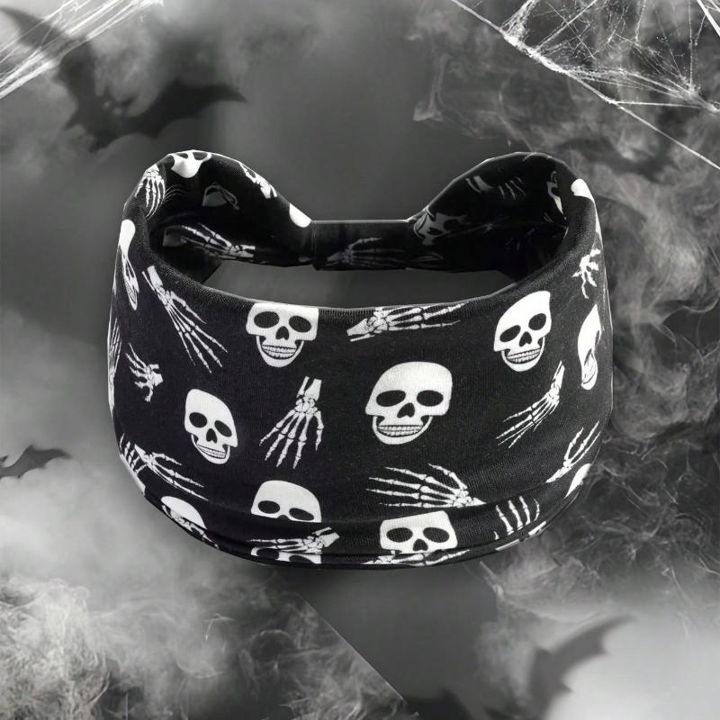 Женские широкие праздничные повязки на голову с тыквой и летучей мышью, фестивальный подарок, аксессуары для волос, тыква, роза, бохо, полиэстер, модный всесезонный женский шарф, осенняя повязка для волос