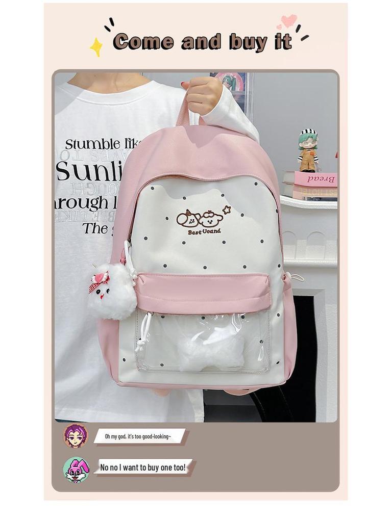Large Capacity Japanese Style Backpack - Lightweight, Cute Cartoon Design for Female Students