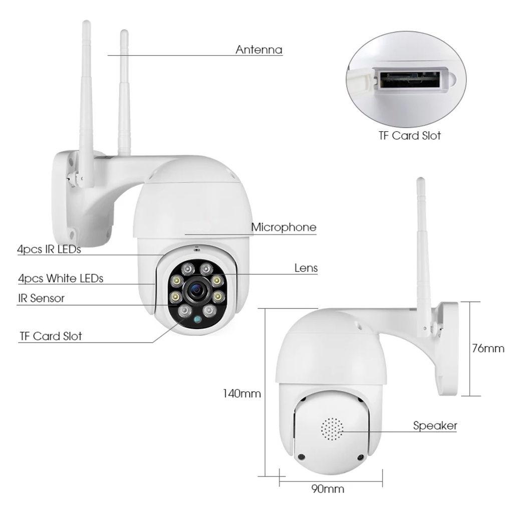 TECO VISION 5 Мегапикселей 360° Аудио + Микрофон 128 ГБ WIFI PTZ PTZ5DF