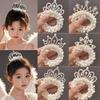 Мода для девочек Жемчужная корона принцессы Резинки для волос Эластичные резинки Детские резинки для волос для пучка Аксессуары для укладки волос