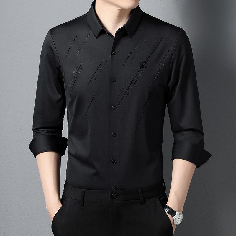 Рубашка мужская деловая на весну и осень, модная, удобная и повседневная, средне-зеленая, тонкая рубашка