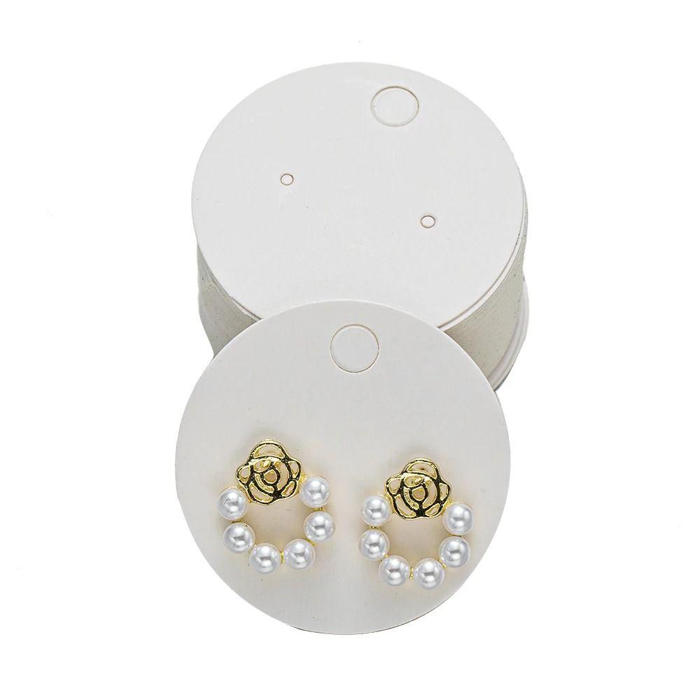 100 шт. Бирки из крафт-бумаги Пустые демонстрационные бумажные серьги-гвоздики Подвесные картонные