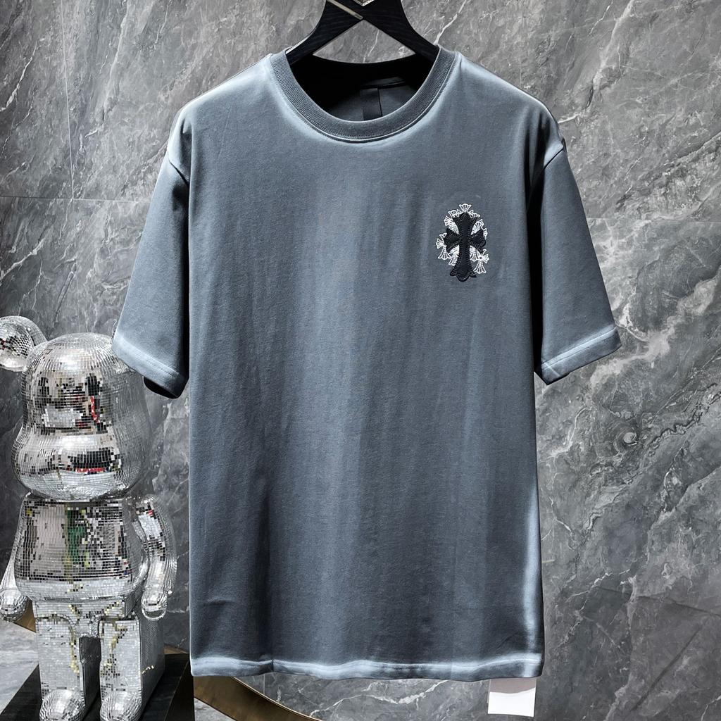 8550 CHROME HEARTS 2025 Летняя новая высококачественная хлопковая футболка с круглым вырезом, свободная, большого размера, для мужчин и женщин, парная футболка