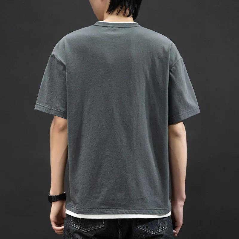 Short-sleeved T-shirt Men's Top Summer Fake Two Half-sleeved Clothes T-shirt Base