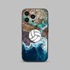 Волейбольный расписной чехол для телефона для iPhone 15,14,13,12,11 Plus,Pro,Max,XR,XS,X,7,8 Plus,SE,Mini Черный Мягкий