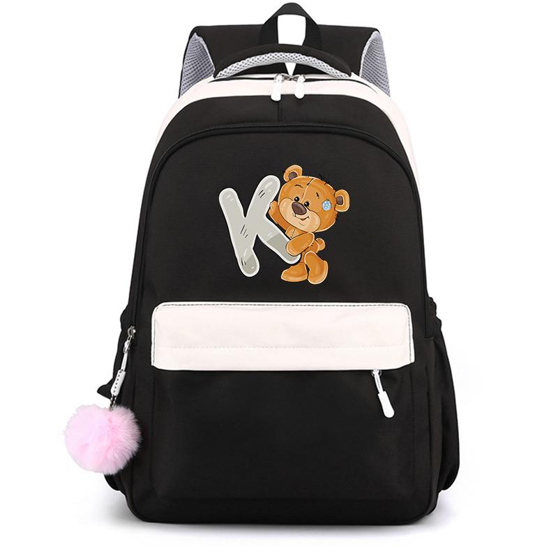 Школьный рюкзак Little Bear с 26 английскими буквами, школьная сумка Kawaii, школьная сумка с героями мультфильмов, рюкзак Mochilas, подростковый рюкзак для девочки, подарок