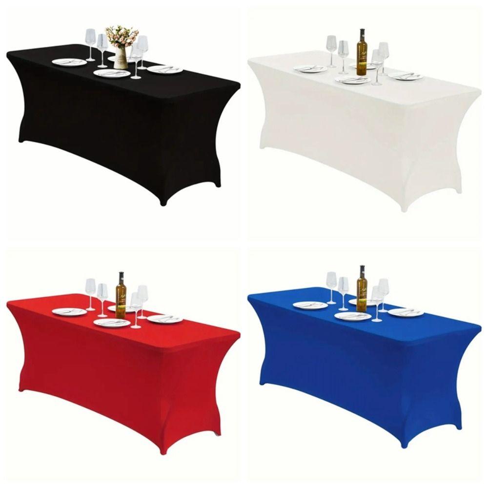 6FT/4FT Table Cover Rectangular Washable Spandex Tablecloth Stretch Tight Fitted Cocktail Table Decoration Wedding Event