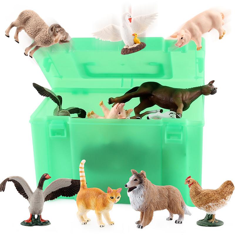 Xd168-D2 Ranch Model Animal Toy Set With Storage Box A Variety Of Farm Animal Model Ornaments