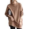 Moilyuko Solid Long Loose Oversized Mo37 Women's Sweatshirt, Color, Simple, Sleeve, Fit, Casual, Commuting, Top, Spring/Autumn Wear, (M, Brown)