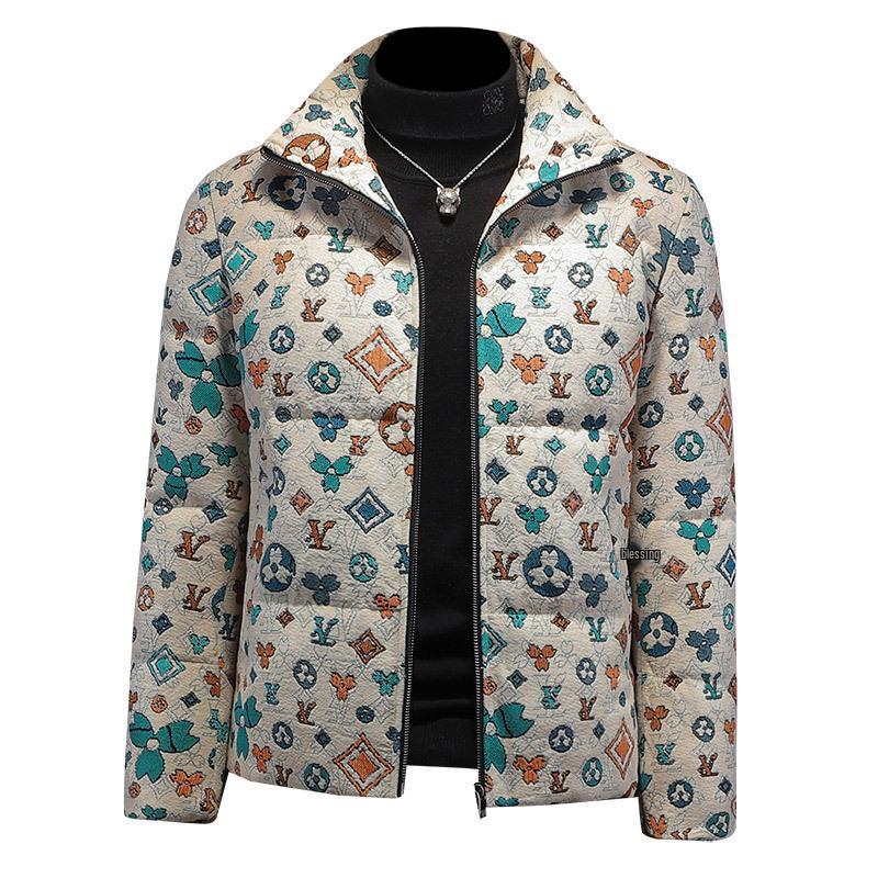 Мужская высококачественная жакардовая куртка с 90% пуха - Осенне-зимняя коллекция 2025