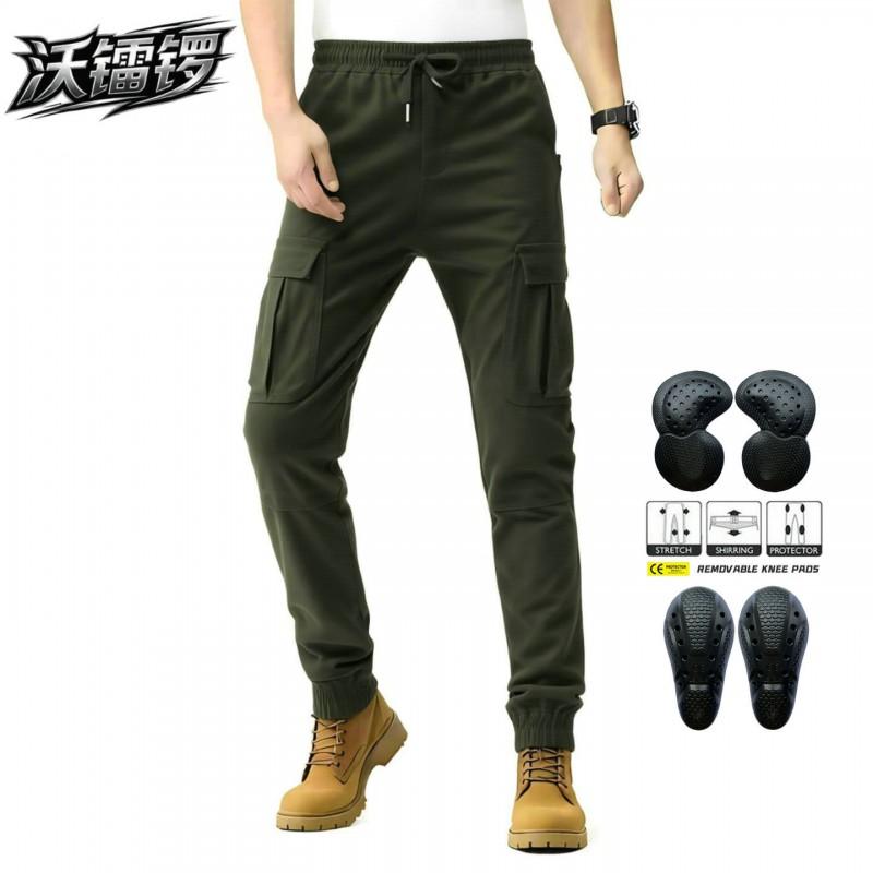 Mens Motorcycle Riding Pants With Knee Protection Tactical Cargo Design Outdoor Motorbike Protective Trousers